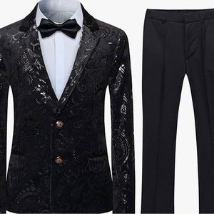 Boys Jacquard slim fit suit